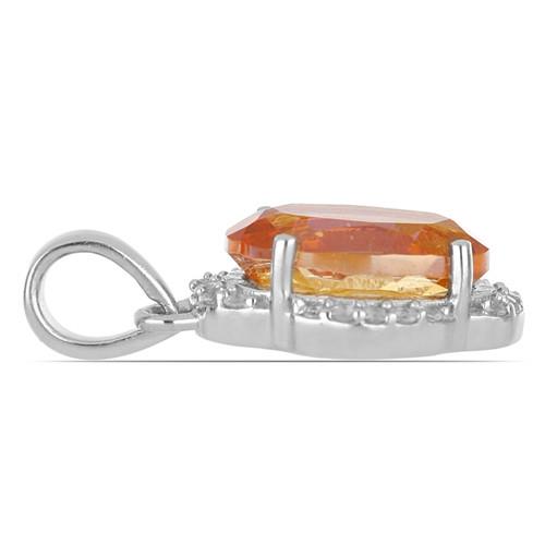  BUY STERLING SILVER PADPARADSCHA QUARTZ  BIG STONE PENDANT